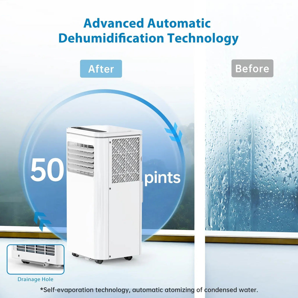 Garvee 14K/10K/8K BTU Fast & Quiet Cooling Portable Air Conditioner, 4‑in‑1 AC Unit with Dehumidifier & Fan, LED/LCD Display, Remote Control, 24H Timer, 4‑Way Swing, 360° Wheels & Window Kit for Bedroom Office Home