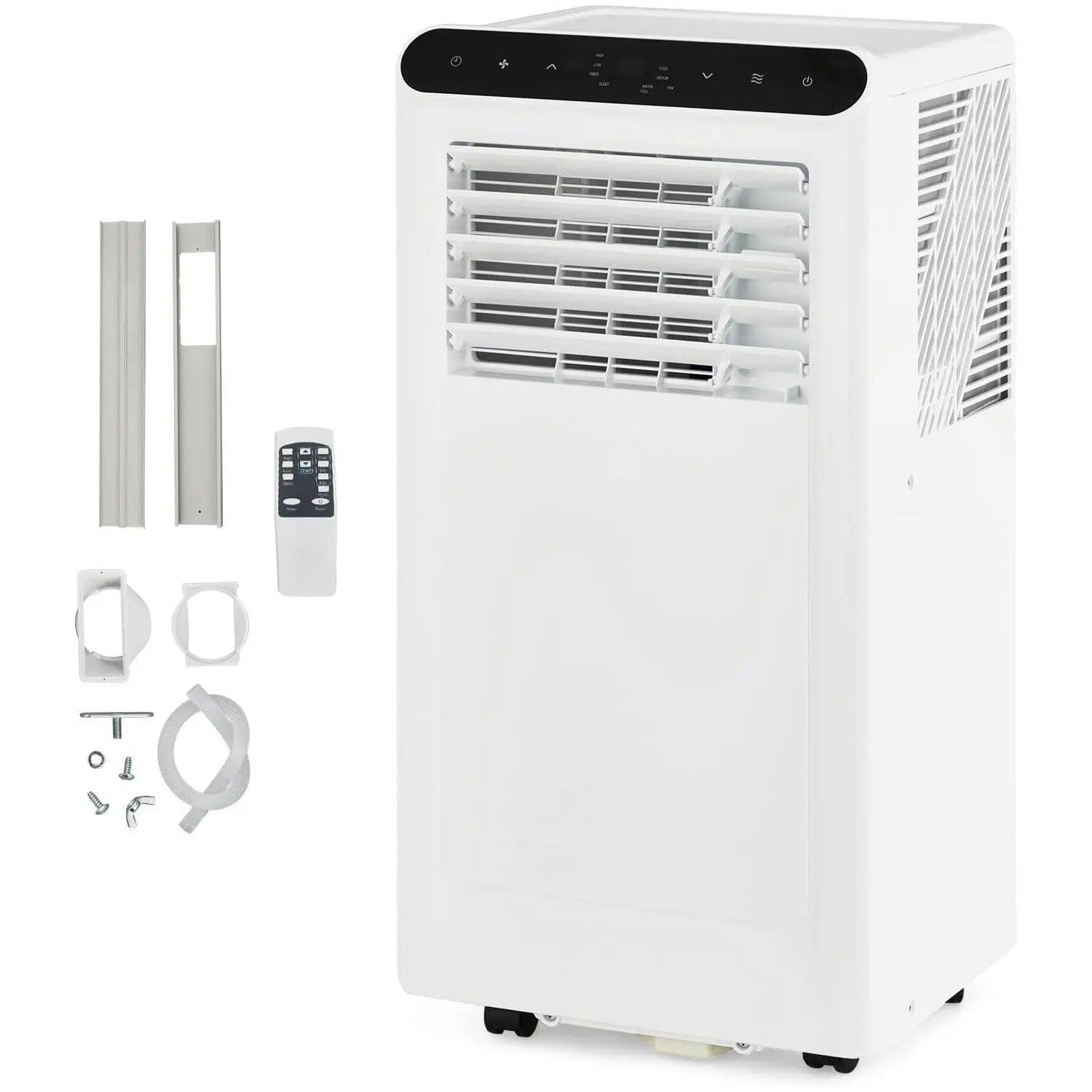 Garvee 14K/10K/8K BTU Fast & Quiet Cooling Portable Air Conditioner, 4‑in‑1 AC Unit with Dehumidifier & Fan, LED/LCD Display, Remote Control, 24H Timer, 4‑Way Swing, 360° Wheels & Window Kit for Bedroom Office Home